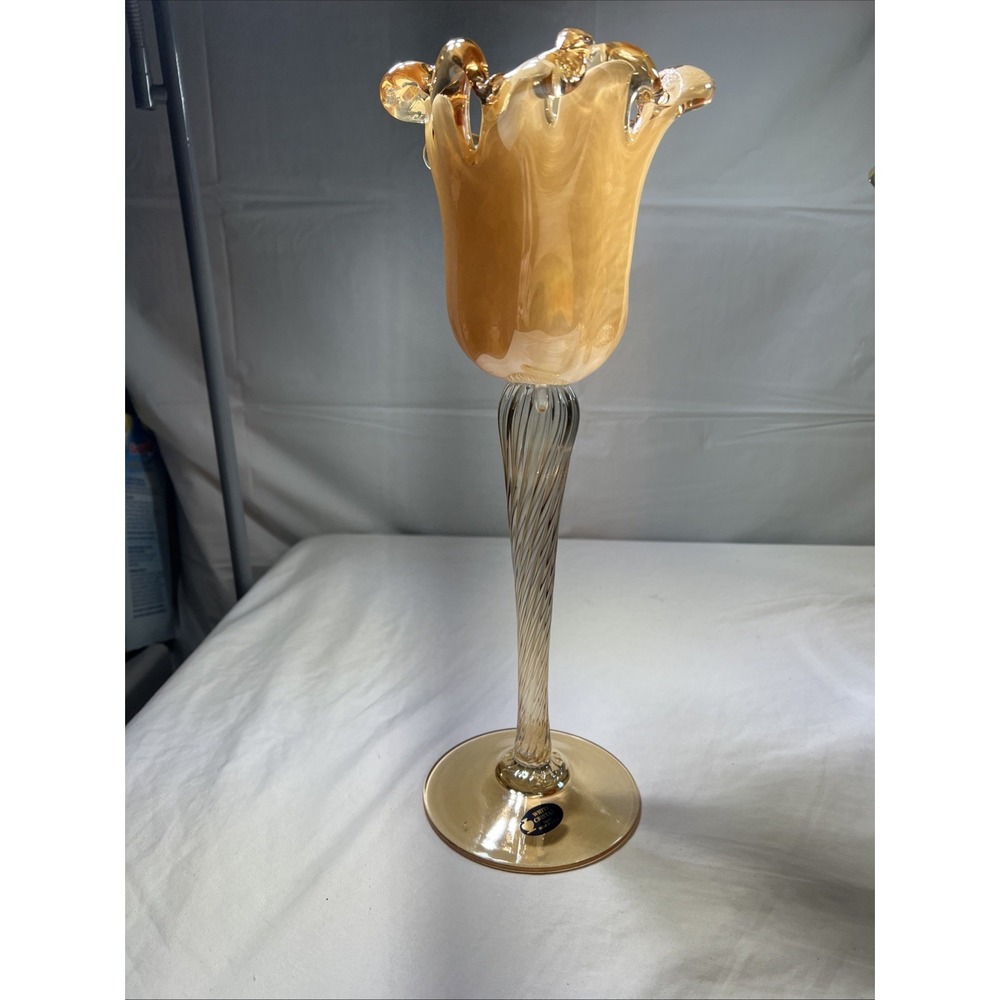 GORGEOUS MURANO ART GLASS CANDLE HOLDER 15 inches Tall